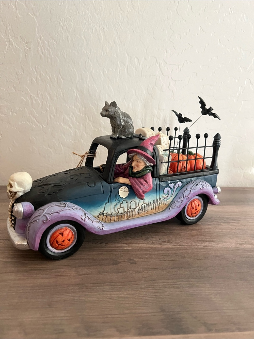 Jim Shore Purple Black Orange Halloween Witch Truck Figurine